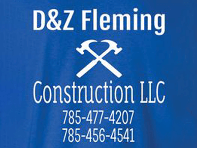 blue and white flemming construction logo